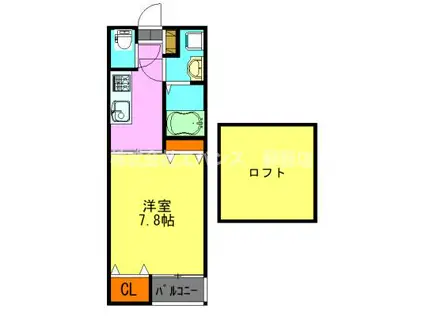 ヒルズ千葉(1K/2階)の間取り写真