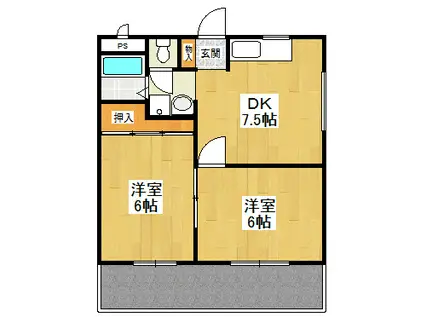 ダイリンハイツ(2DK/4階)の間取り写真