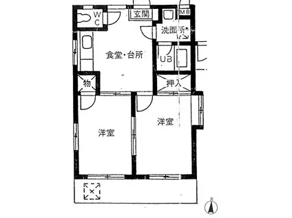メゾン輝水(2DK/1階)の間取り写真