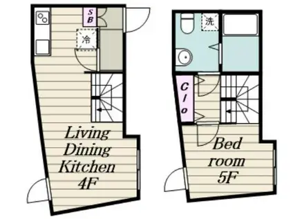 RESIDENCE東中野(1LDK/4階)の間取り写真