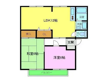 ヴィラージュ北野田A棟(2LDK/1階)の間取り写真