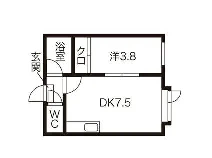 アーバンコート元町I(1DK/2階)の間取り写真