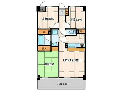 カーサグランデMINEO(3LDK/3階)の間取り写真