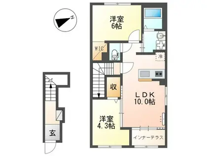 ラ レコルト(2LDK/2階)の間取り写真