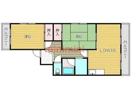 第9摂津グリーンハイツ(2LDK/3階)の間取り写真