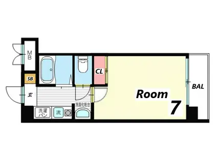 リバーパーク・北条(1K/3階)の間取り写真