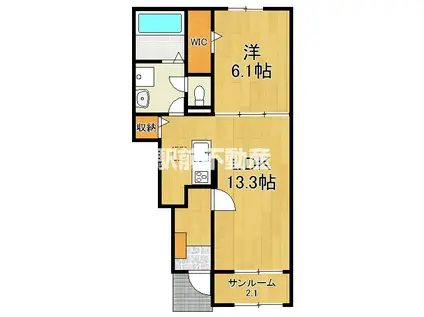 リーヴII(1LDK/1階)の間取り写真