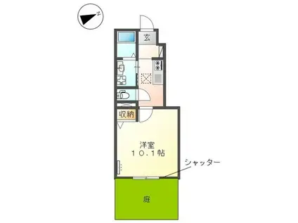 グレーシアK&S I(1K/1階)の間取り写真