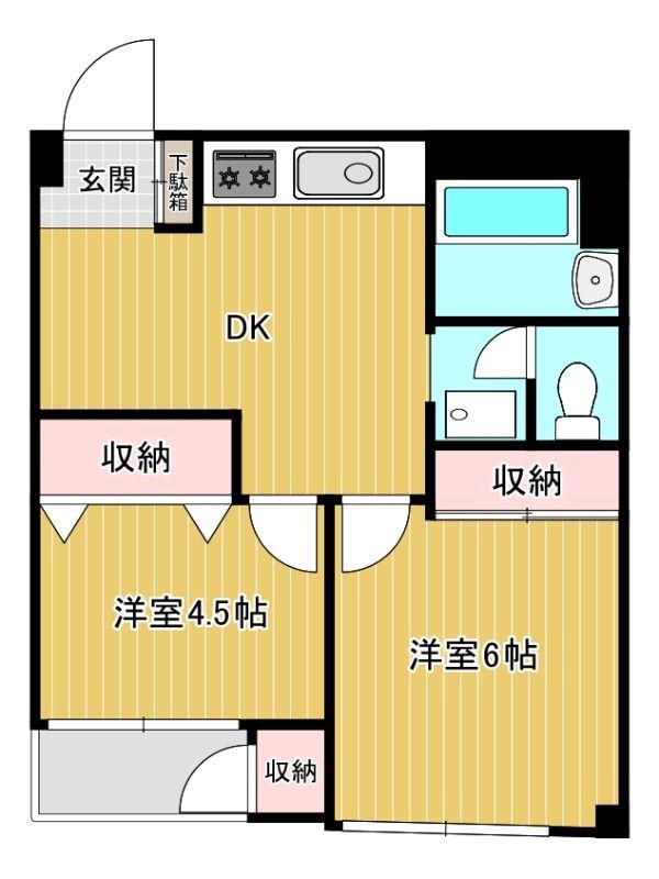 リファレンス元住吉(2DK/5階)の間取り写真
