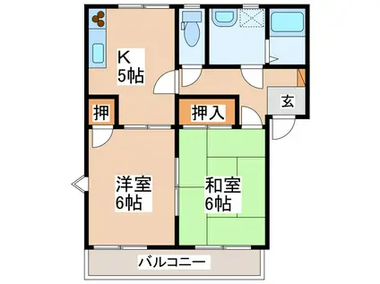 フレグランスU A(2K/2階)の間取り写真