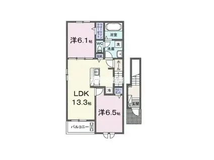ニューライズ・M(2LDK/2階)の間取り写真
