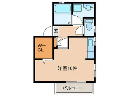 シンパティーア北山(ワンルーム/2階)の間取り写真