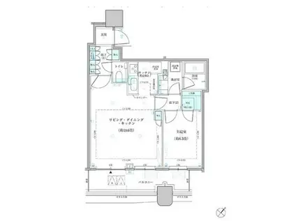 パークタワー勝どきサウス(1LDK/12階)の間取り写真