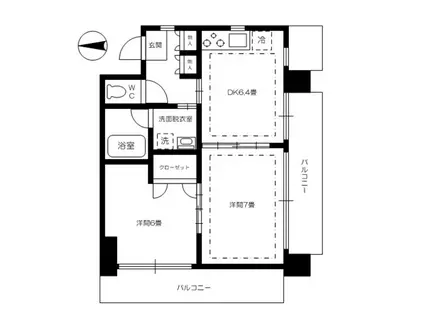 ヴィルフランシェ(2DK/6階)の間取り写真