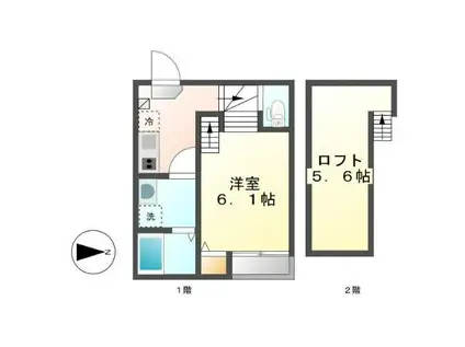 ヴィレッタササシマ(1K/2階)の間取り写真