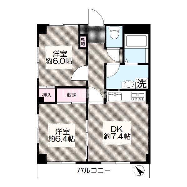 エバールミナス(2DK/3階)の間取り写真