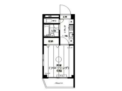 イーストシティタワーズ(1K/4階)の間取り写真