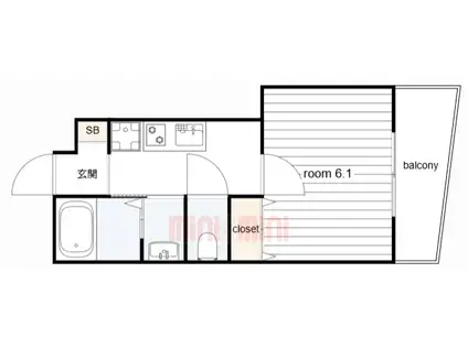 CIEL御影(1K/1階)の間取り写真