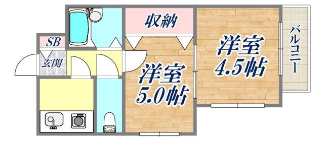 KSグランツ(2K/2階)の間取り写真