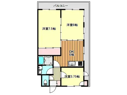 パープルヒルはましま(3DK/3階)の間取り写真