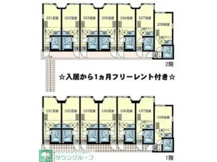 ユナイト桜本ヴィクトリーアルバート(ワンルーム/2階)の間取り写真