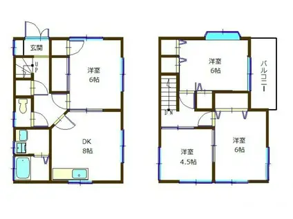 ハイツ来山 III(4DK/1階)の間取り写真