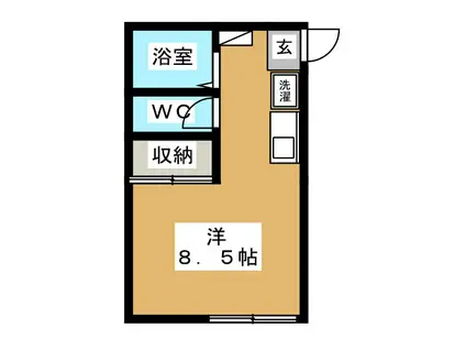 めぞんきのこ(ワンルーム/1階)の間取り写真