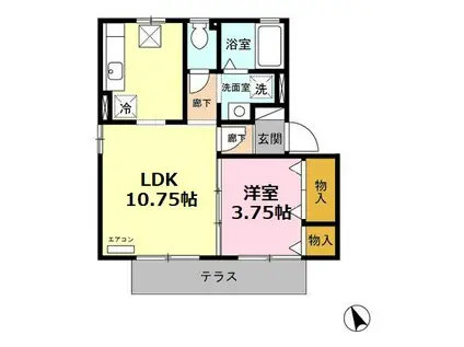 ルミエール(1LDK/2階)の間取り写真