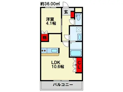 ルミナス・ヨシダA(1LDK/2階)の間取り写真