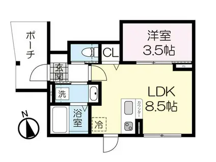 カーサグラシア中江(1LDK/1階)の間取り写真