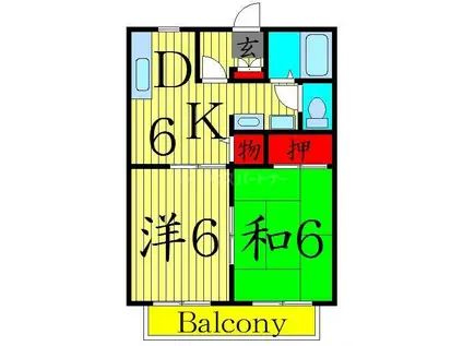 アローキャニオンE棟(2DK/1階)の間取り写真