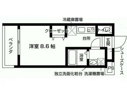 プラシオ七隈(ワンルーム/5階)の間取り写真