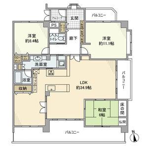 ダイアパレス本山(3LDK/5階)の間取り写真