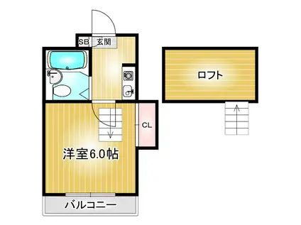 地下鉄鶴舞線 塩釜口駅 徒歩11分 2階建 築38年(1K/1階)の間取り写真