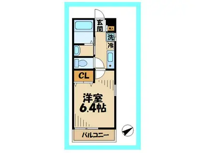 アザレ読売ランドD棟(1K/1階)の間取り写真