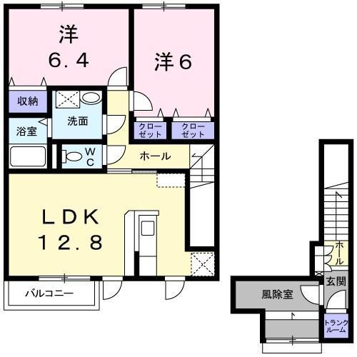 それいゆ(2LDK/2階)の間取り写真