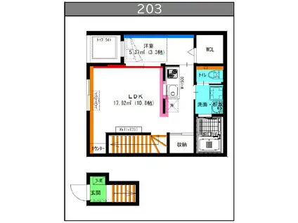 GRAND REVE本星崎(1LDK/2階)の間取り写真
