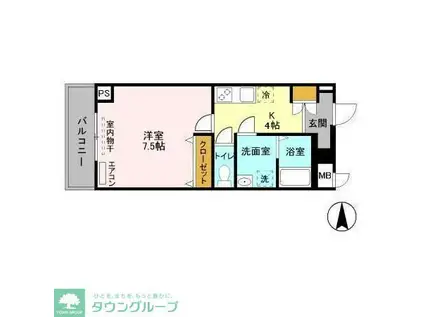 ポワール・K(1K/3階)の間取り写真