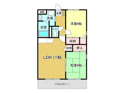 ボヌール上西III(2LDK/3階)の間取り写真