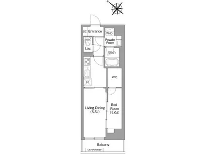 コンフォリア・リヴ豊洲キャナル(1LDK/12階)の間取り写真