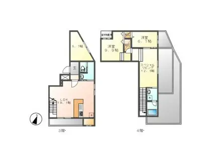 RESIDENCE DE 池下(2SLDK/3階)の間取り写真