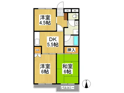 四ッ谷ハイツ(3DK/3階)の間取り写真