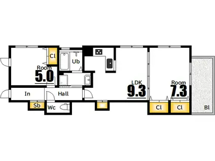 セントヒルズ中町(2LDK/6階)の間取り写真