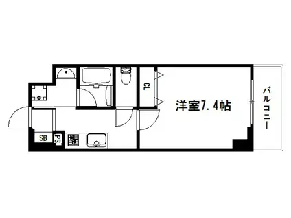 ベラジオ京都一乗寺III(1K/2階)の間取り写真