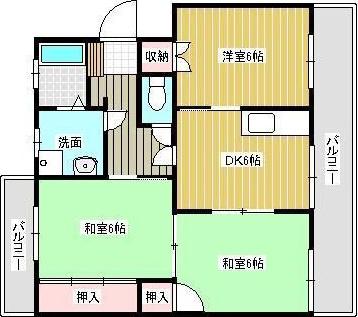 ロイヤルマンション国分(3DK/3階)の間取り写真