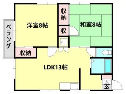 生駒ビル(2LDK/4階)の間取り写真