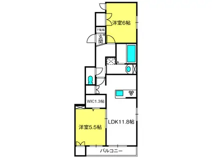 ルラシオン大宮(2LDK/1階)の間取り写真