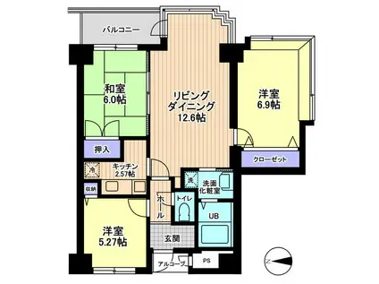信開ドムス城川原(3LDK/7階)の間取り写真