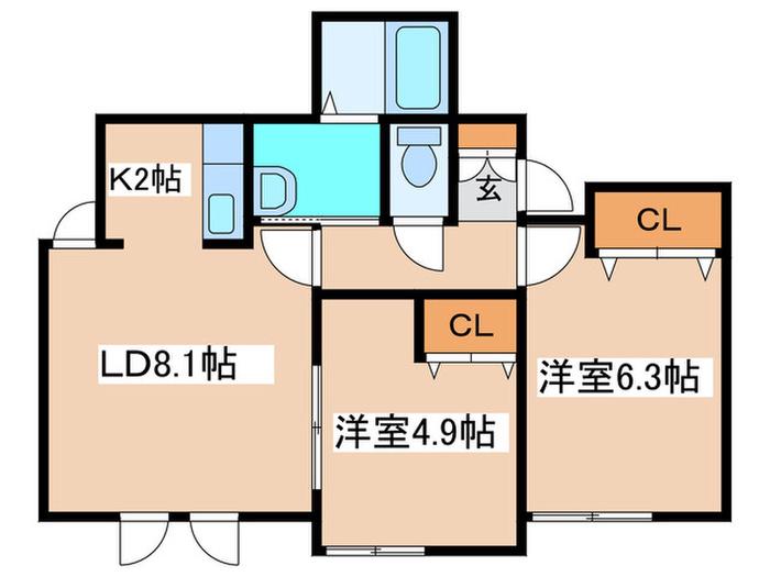マウントツリー(2LDK/3階)の間取り写真