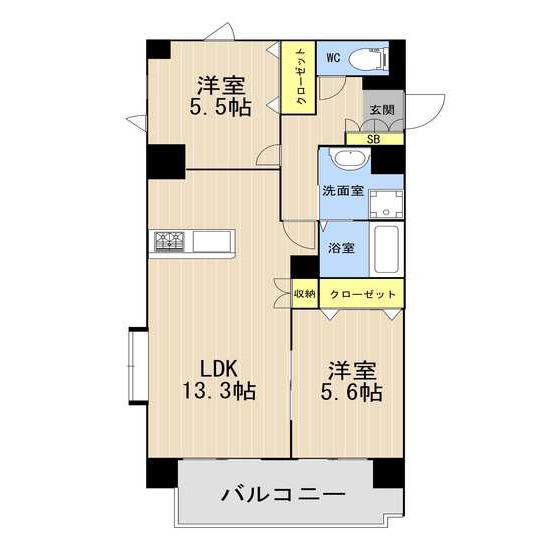 ル・ボヌール(2LDK/7階)の間取り写真
